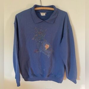 Vintage embroidered collared crewneck